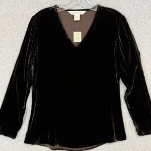 Vtg 90s Compagnie Internationale Express Velour Top Size XS Forest Fairygrunge